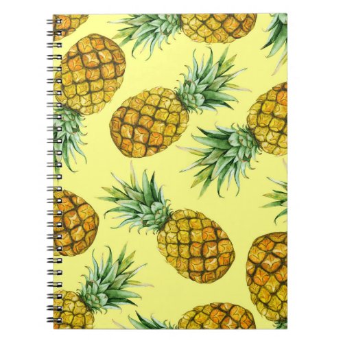 Hand Drawn Pineapples Watercolor Seamless Notebook