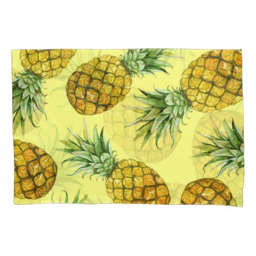 Hand Drawn Pineapples Watercolor Seamless Pillow Case