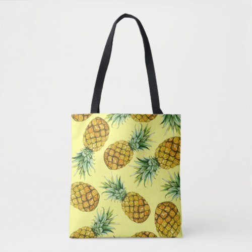 Hand Drawn Pineapples Watercolor Seamless Tote Bag