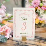 Hand Drawn Pink and Green French Fun Wedding  Table Number<br><div class="desc">Pink and Green French Fun Wedding 70s Wedding Table Number | Hand Drawn Pink and Green French Fun Wedding</div>