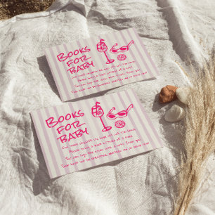 Hand Drawn Pink Baby On Board Girl Book Request Enclosure Card