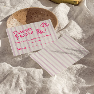 Hand Drawn Pink Baby On Board Girl Diaper Raffle Enclosure Card