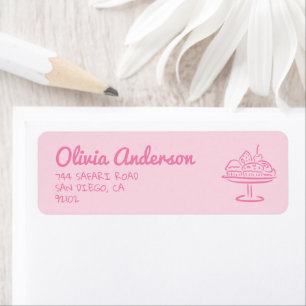 Hand Drawn Pink Bun In The Oven Baby Girl Shower Label