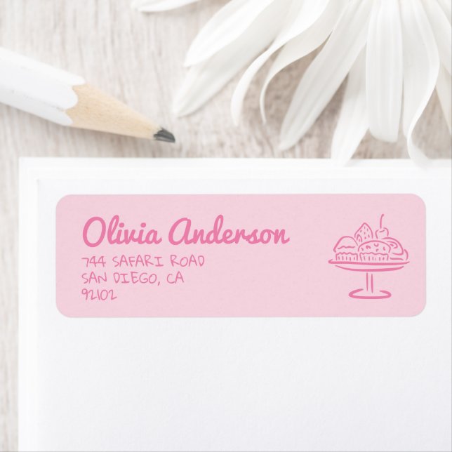 Hand Drawn Pink Bun In The Oven Baby Girl Shower Label (Insitu)