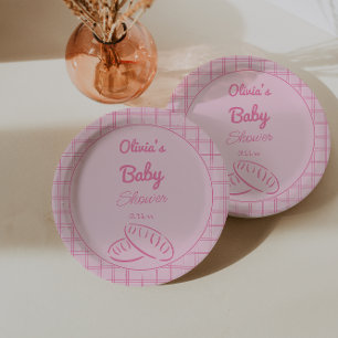 Hand Drawn Pink Bun In The Oven Baby Girl Shower Paper Plates