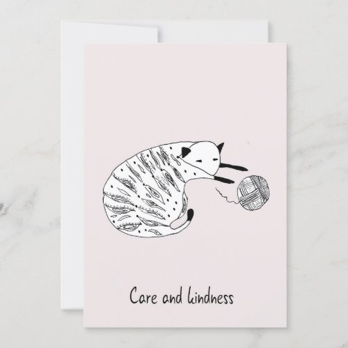 Hand Drawn Pink Encouragement Greeting Card Cat