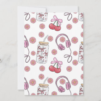 Hand-drawn Pink Girly Elements Seamless Pattern Invitation