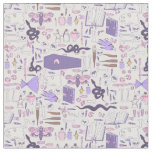 hand drawn pink halloween coffin witch zombie fabric