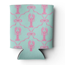 Hand-drawn Pink Lobster and Coquette Bows Cooler