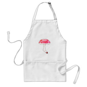 Hand Drawn Pink Mushroom Cute Pastel Fungal Art Adult Apron