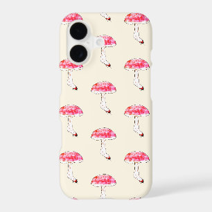 Hand Drawn Pink Mushroom Pastel Fungal Pattern iPhone 17 Case
