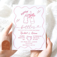 Hand Drawn Pink Poppin Bottles Baby Shower
