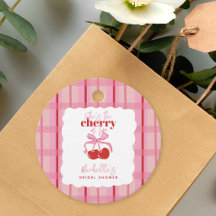 Hand Drawn Pink Red Cherry on Top Bridal Shower