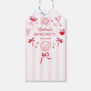 Hand Drawn Pink & Red Coastal Beach Bachelorette Gift Tags