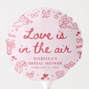 Hand Drawn Pink Red Hearts Valentine Bridal Shower Balloon