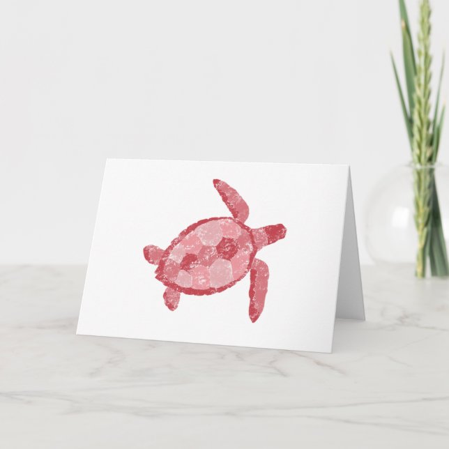Hand Drawn Pink Sea Turtle Greeting Card (Front)