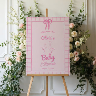 Hand Drawn Pink Silly Goose Baby Shower Welcome Foam Board
