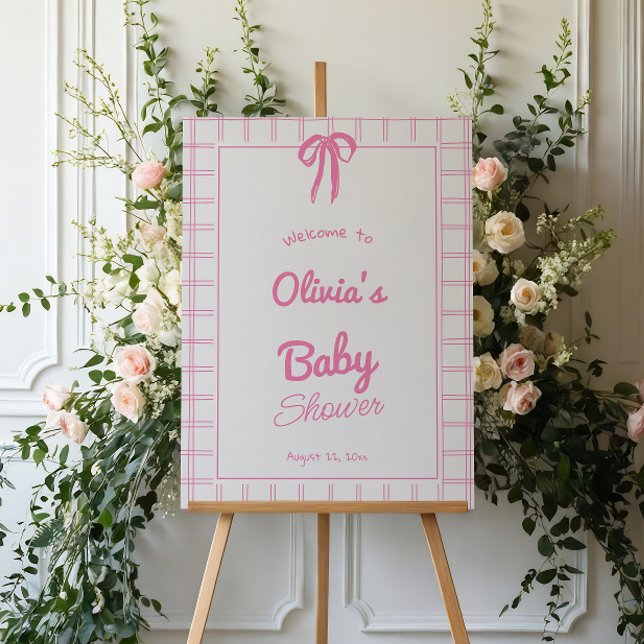 Hand Drawn Pink Silly Goose Baby Shower Welcome Foam Board (Creator Uploaded)