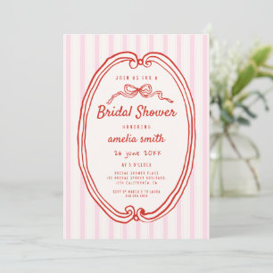 Hand drawn Pink stripes Quirky Bridal shower Invitation