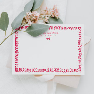 Hand Drawn Pink Whimsical Bridal Shower Stationery Note Card