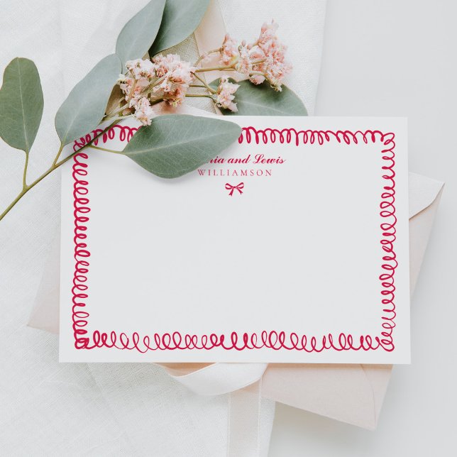 Hand Drawn Pink Whimsical Bridal Shower Stationery Note Card (Creator Uploaded)