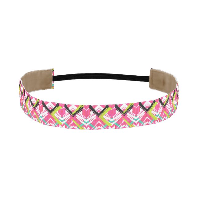 Hand Drawn Pink Zig Zag Pattern Athletic Headband (Front)