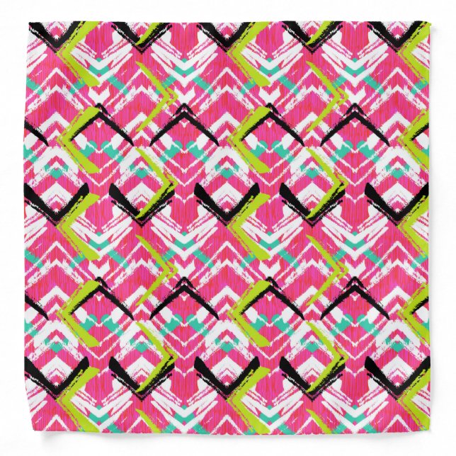 Hand Drawn Pink Zig Zag Pattern Bandana (Front)