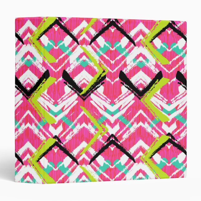 Hand Drawn Pink Zig Zag Pattern Binder (Front/Spine)