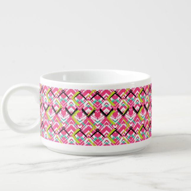Hand Drawn Pink Zig Zag Pattern Bowl (Right)