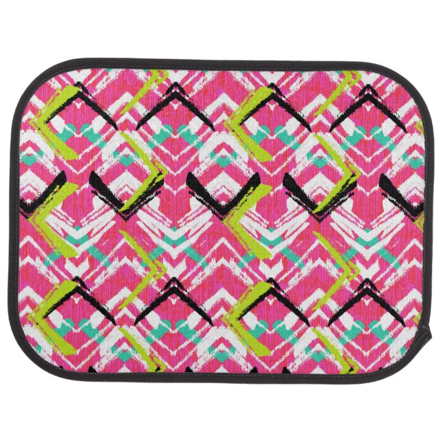 Hand Drawn Pink Zig Zag Pattern Car Mat (Rear)