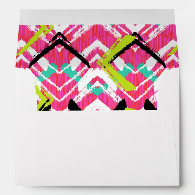 Hand Drawn Pink Zig Zag Pattern Envelope (Back (Bottom))