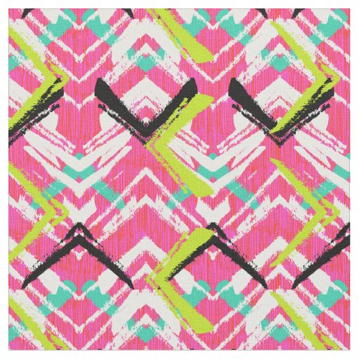 Hand Drawn Pink Zig Zag Pattern Fabric