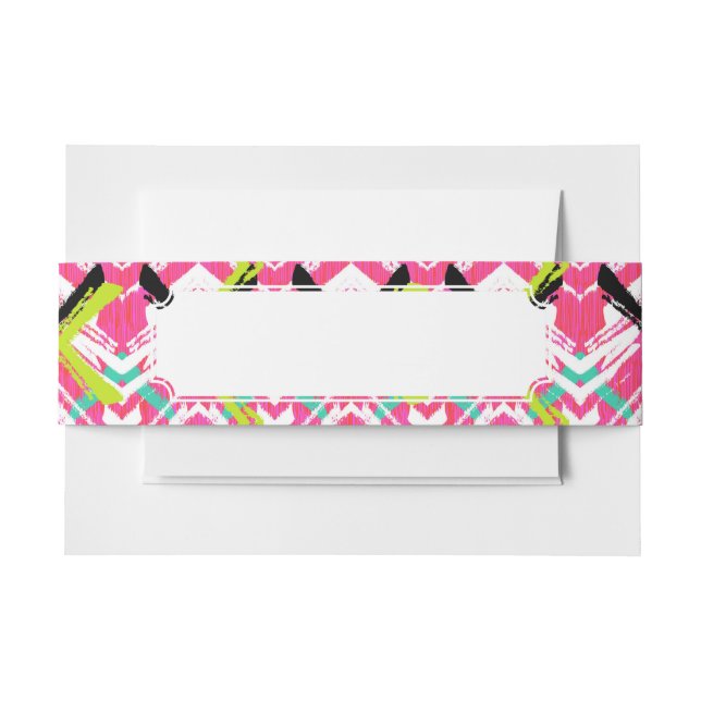 Hand Drawn Pink Zig Zag Pattern Invitation Belly Band (Front Example)