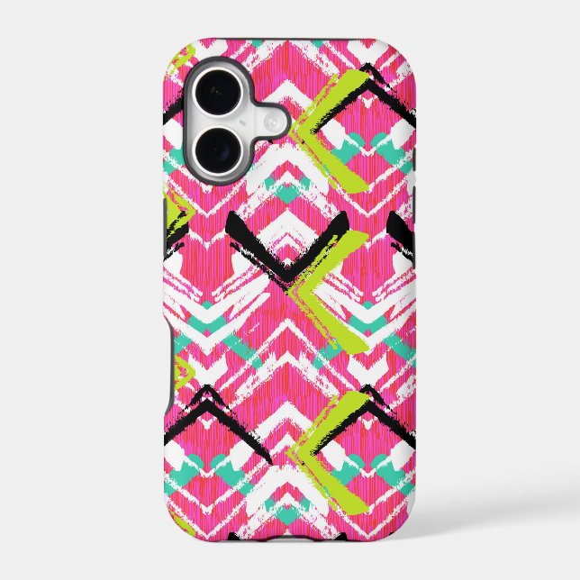 Hand Drawn Pink Zig Zag Pattern Iphone Case (Back)