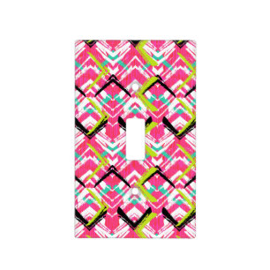 Hand Drawn Pink Zig Zag Pattern Light Switch Cover
