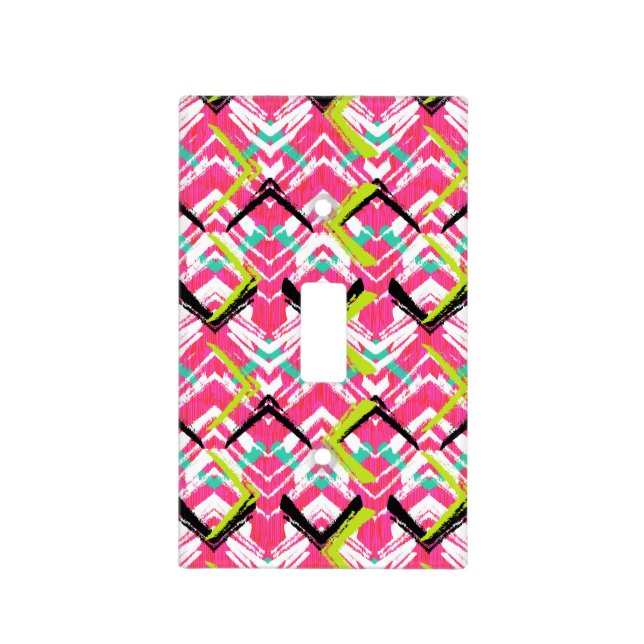Hand Drawn Pink Zig Zag Pattern Light Switch Cover (Front)