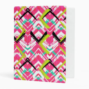 Hand Drawn Pink Zig Zag Pattern Mini Binder