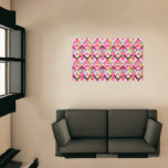 Hand Drawn Pink Zig Zag Pattern Rug
