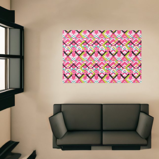 Hand Drawn Pink Zig Zag Pattern Rug (Insitu (Indoor 1))
