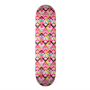 Hand Drawn Pink Zig Zag Pattern Skateboard Deck