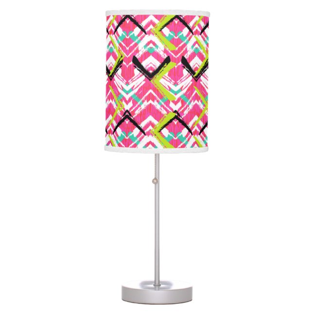 Hand Drawn Pink Zig Zag Pattern Table Lamp (Front)