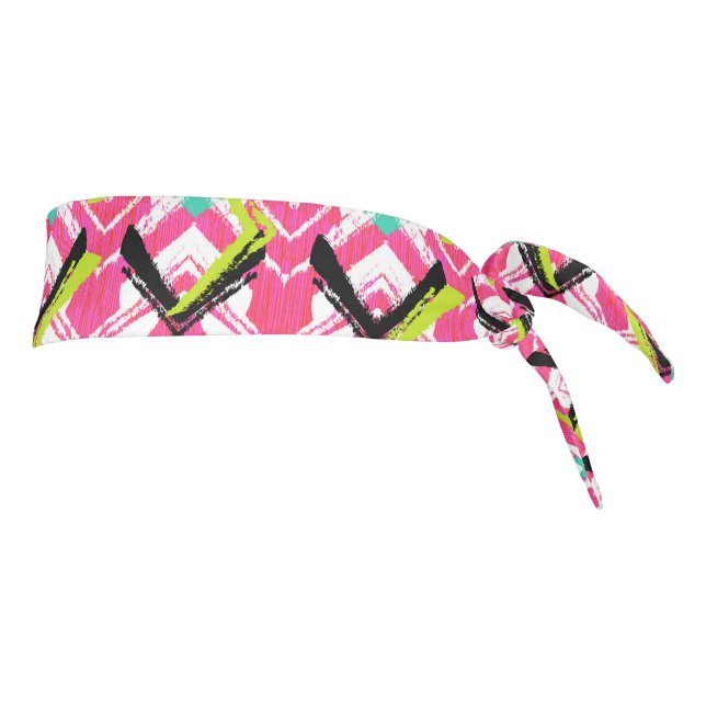 Hand Drawn Pink Zig Zag Pattern Tie Headband (Rotate 90)