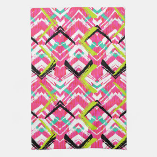 Hand Drawn Pink Zig Zag Pattern Towel
