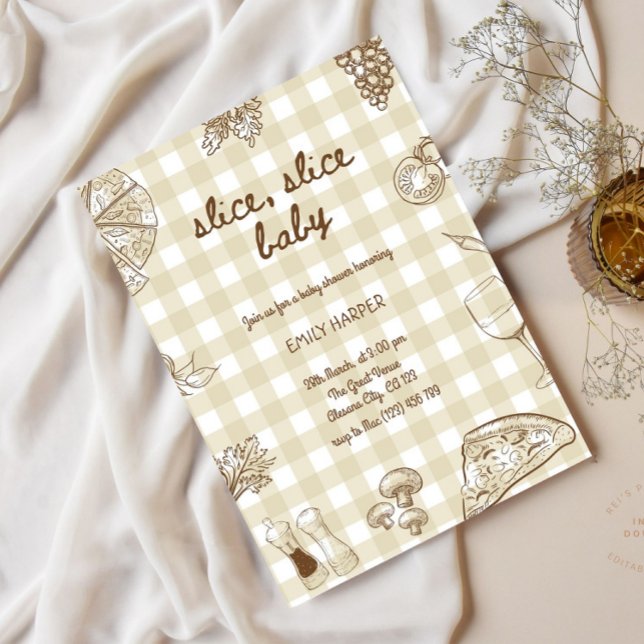 Hand Drawn Pizza Baby Shower Invitation Whimsical (Creator Uploaded)