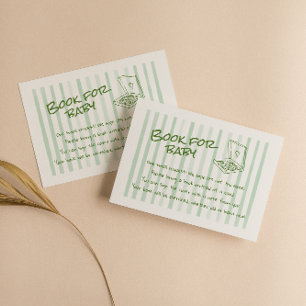 Hand Drawn Pizza Green Baby Book Request Enclosure Card