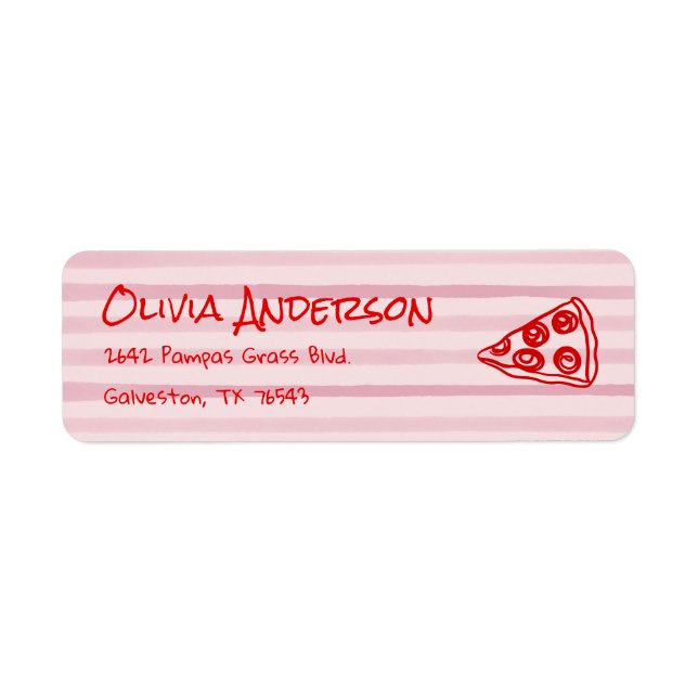 Hand Drawn Pizza Pink Ciao Baby Baby Shower Label (Front)