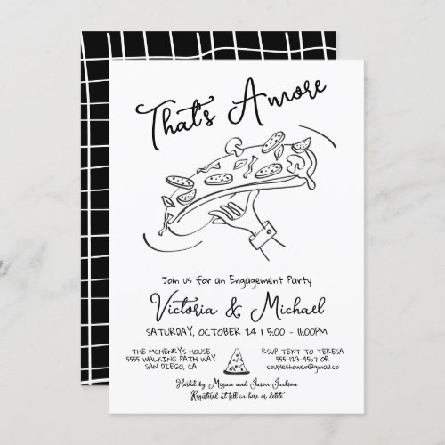 Hand Drawn Pizza Toss Engagement Party Invitation