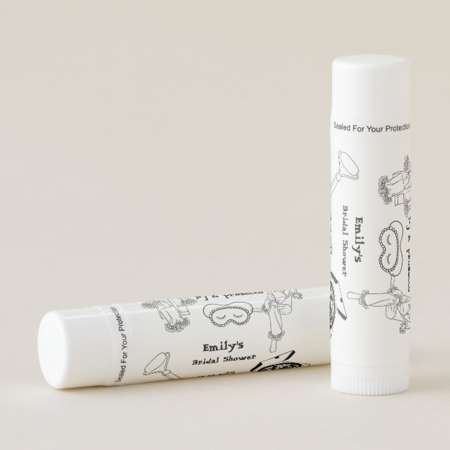 Hand Drawn Pj And Prosecco Bridal Shower  Lip Balm (Front)