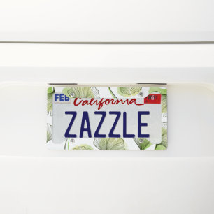 Hand Drawn Plant Leaves License Plate Frame