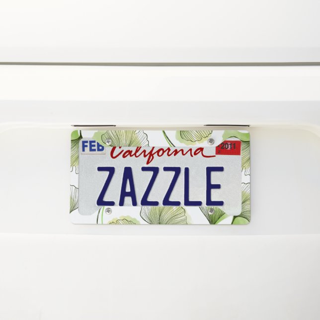 Hand Drawn Plant Leaves License Plate Frame (On Car)